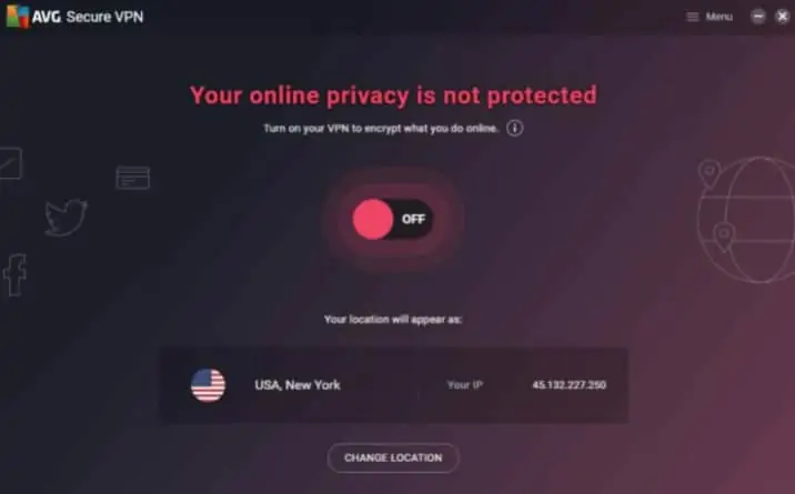 AVG online privacy warning