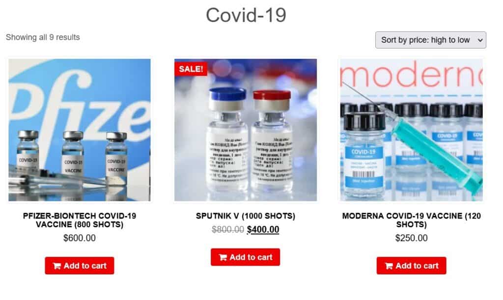 vaccines for sale on the dark web