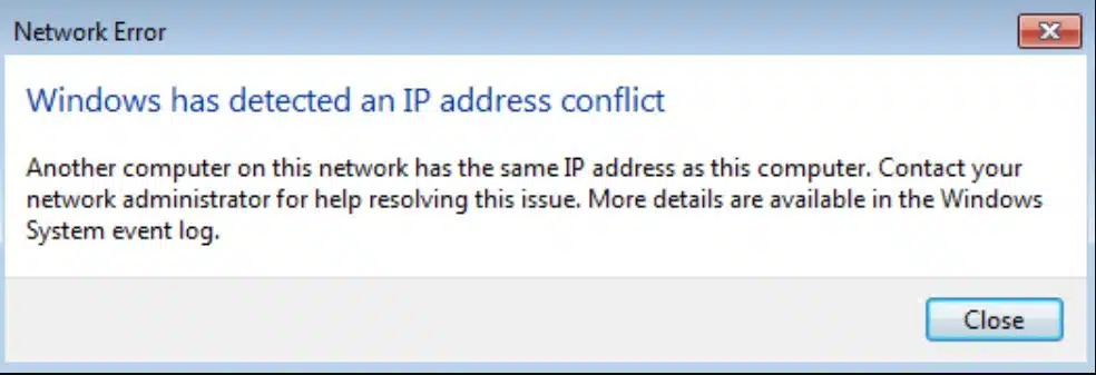 IP address conflict error