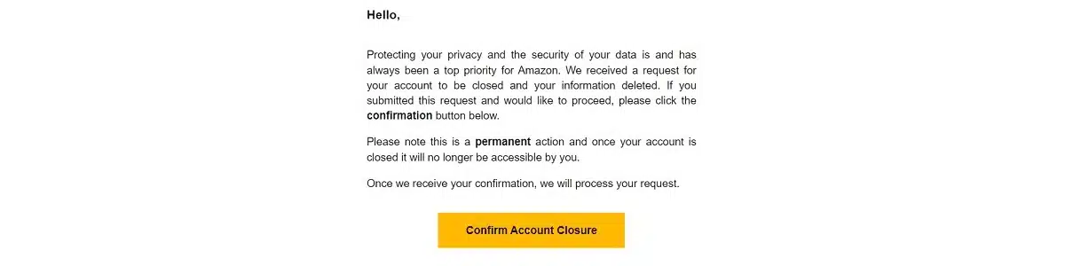Account closure confirmation