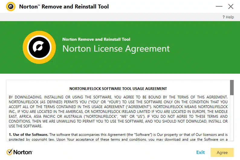 Norton remove and reinstall license agreement