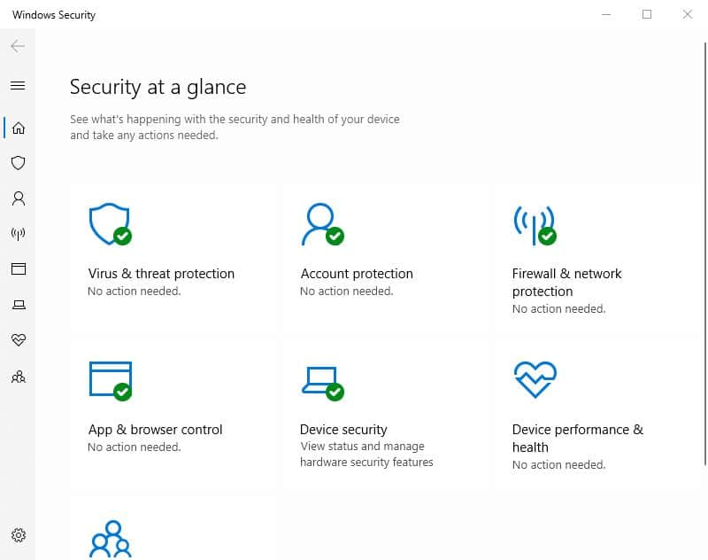 Windows Security interface