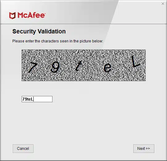 McAfee software removal tool verification
