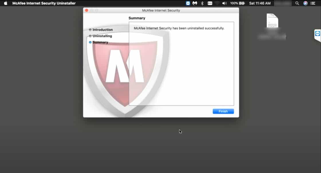 Mcafee uninstaller for Mac main screen