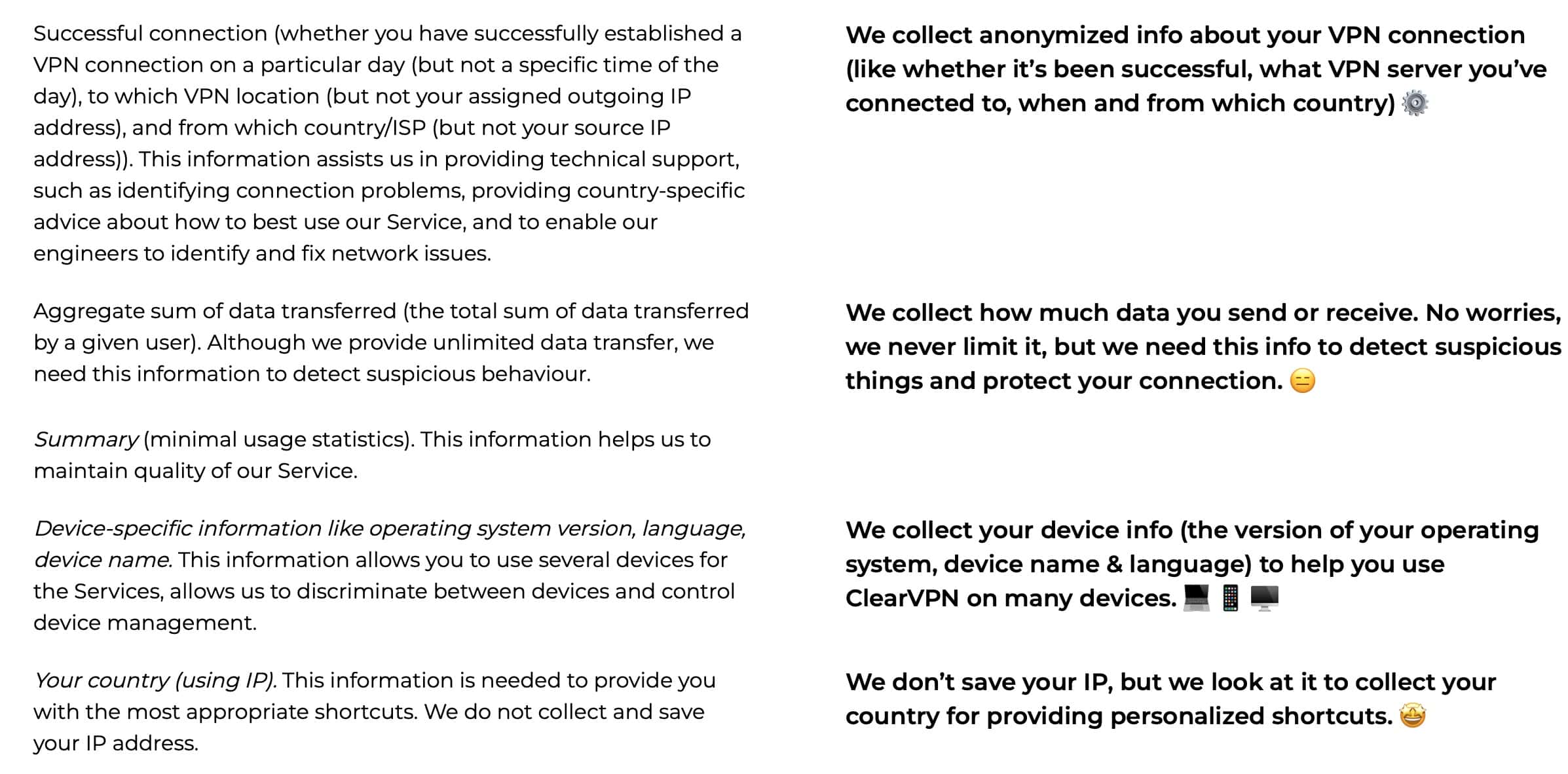 ClearVPN - Privacy Policy - Collection 2