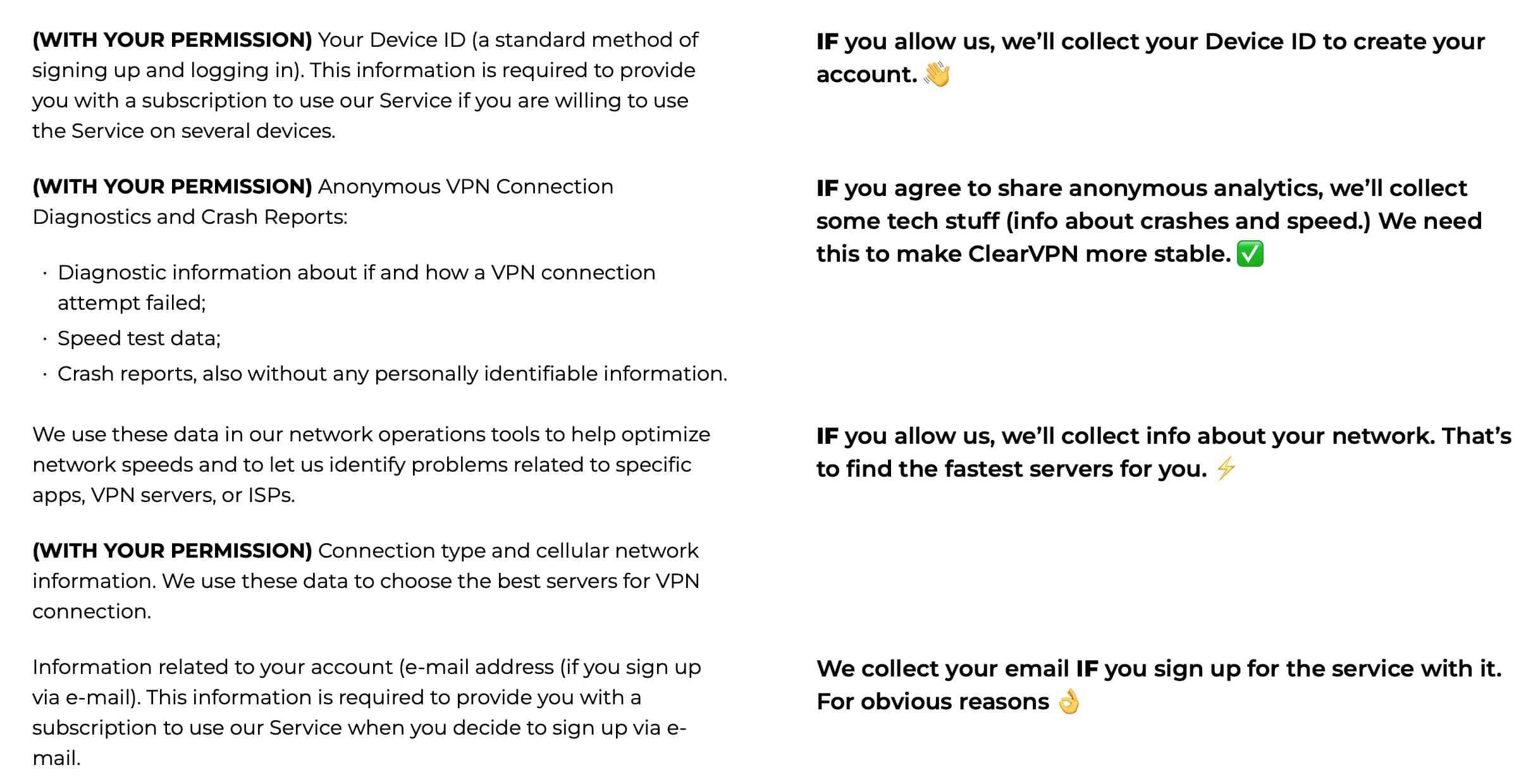 ClearVPN - Privacy Policy - Collection 1