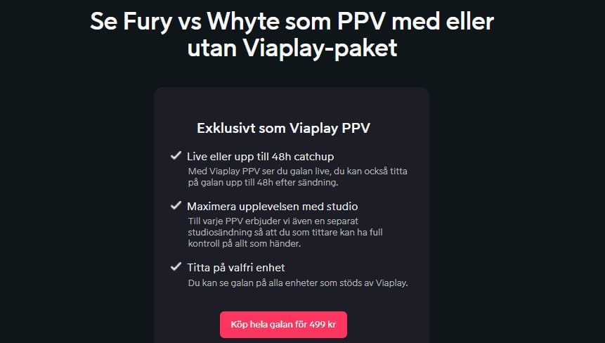 fury vs whyte viaplay