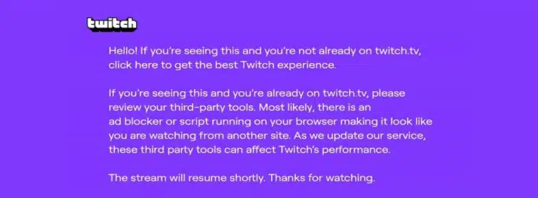 Twitch adblock purple screen