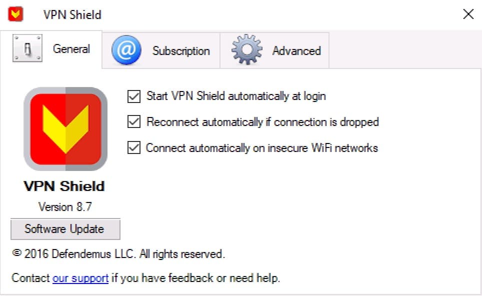 VPN Shield - Windows App - Main View