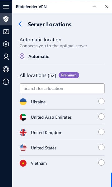 Bitdefender VPN server locations