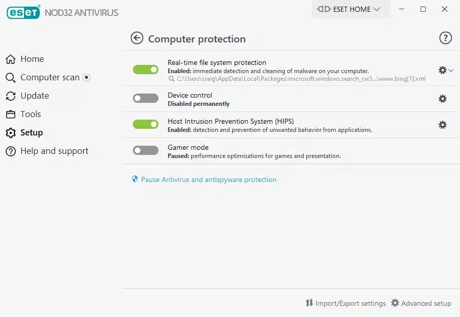 Eset Computer Protection Settings