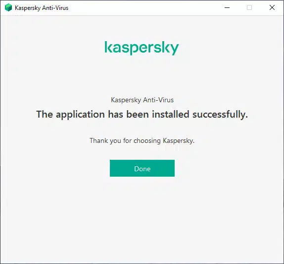 Kaspersky installation success
