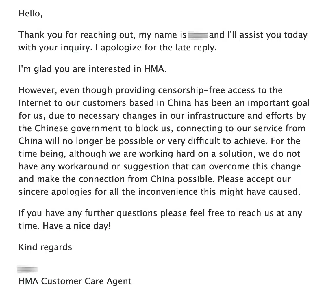 HMA - Support Answer