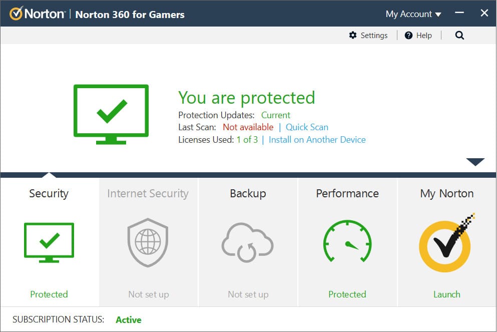 Norton 360 for Gamers device security