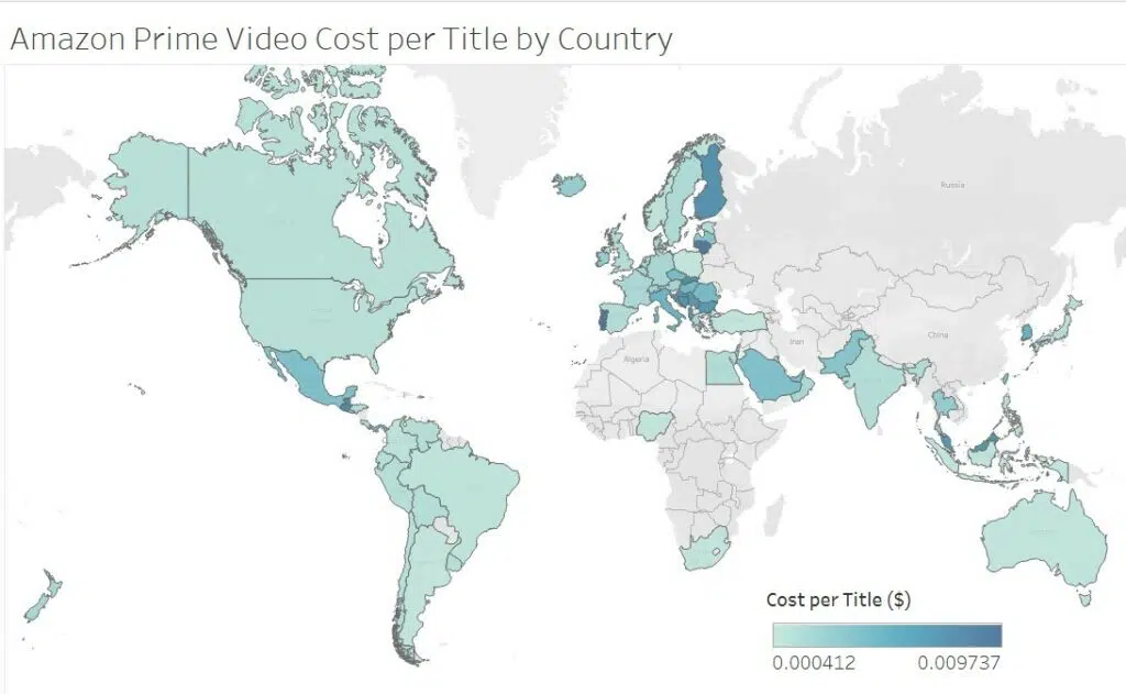 Amazon Prime Video Cost per Title by Country