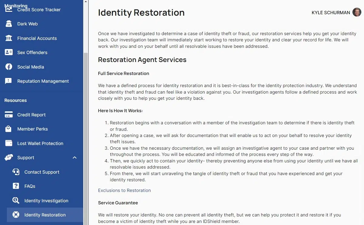 IDShield ID restoration