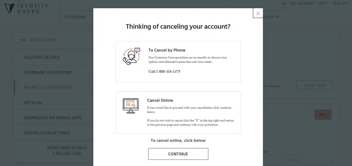 how to cancel Identity Guard 