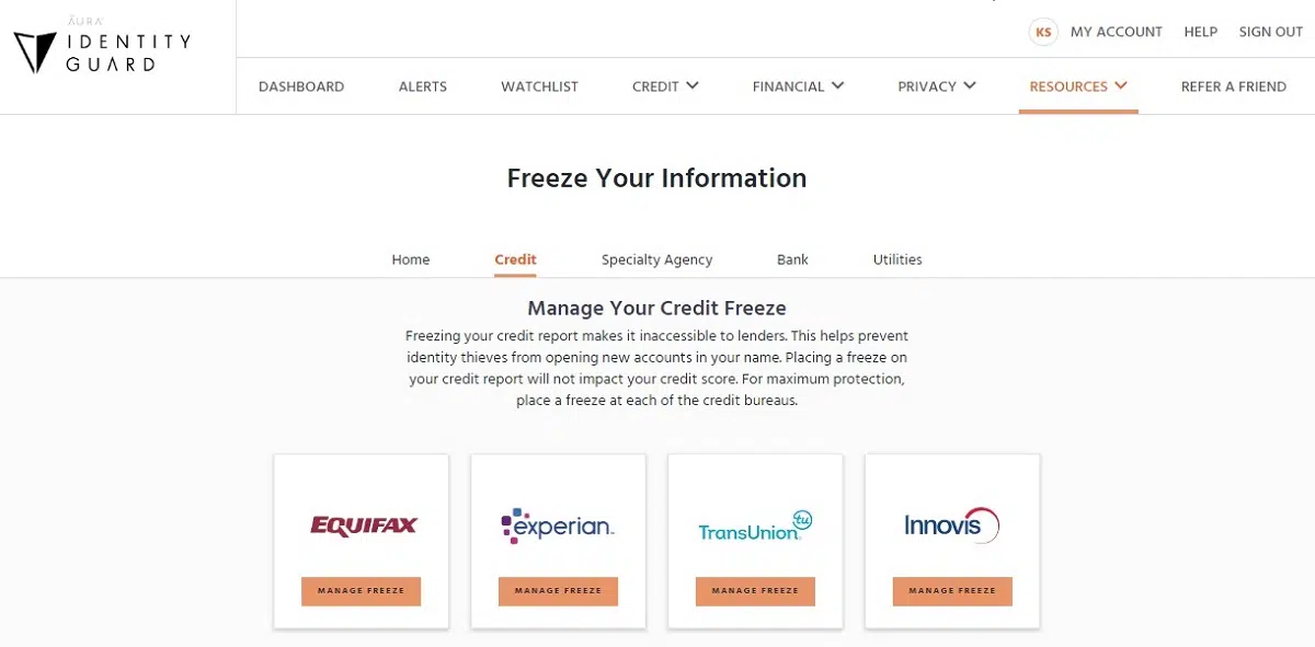 Freeze de crédito para guarda de identidade