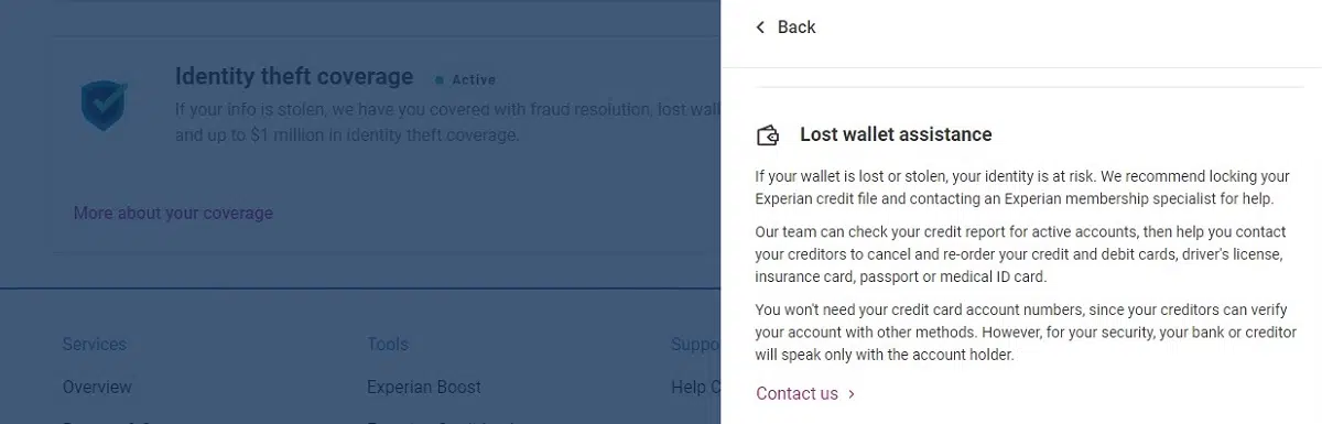 Experian IdentityWorks lost wallet