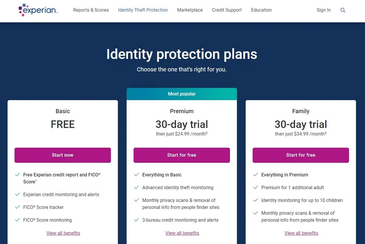 Experian IdentityWorks pricing