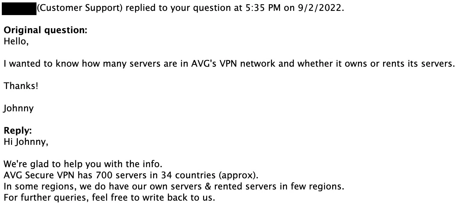 AVG VPN - Support Answer