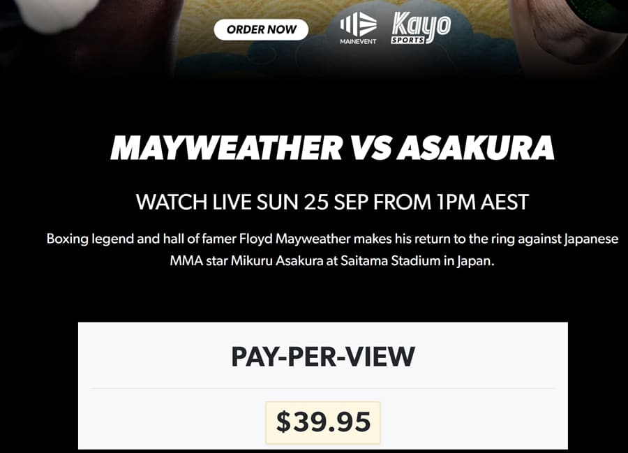 Floyd Mayweather vs Mikuru Asakura PPV