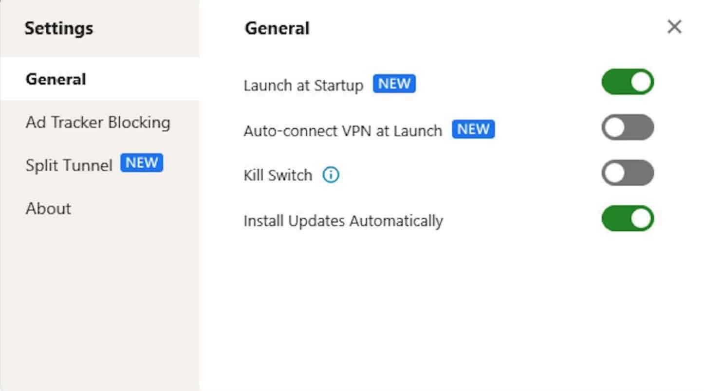 Norton VPN - Windows Settings