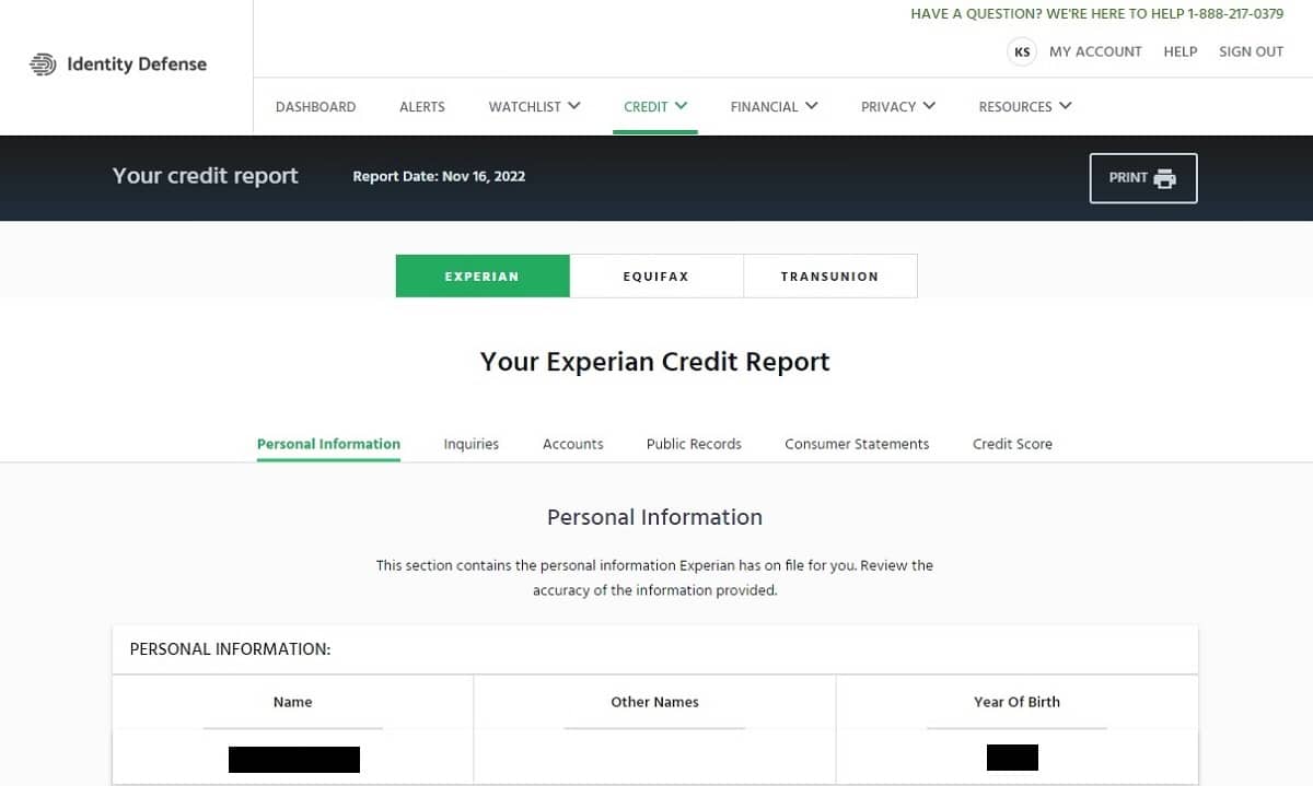 Identity Defense free credit report