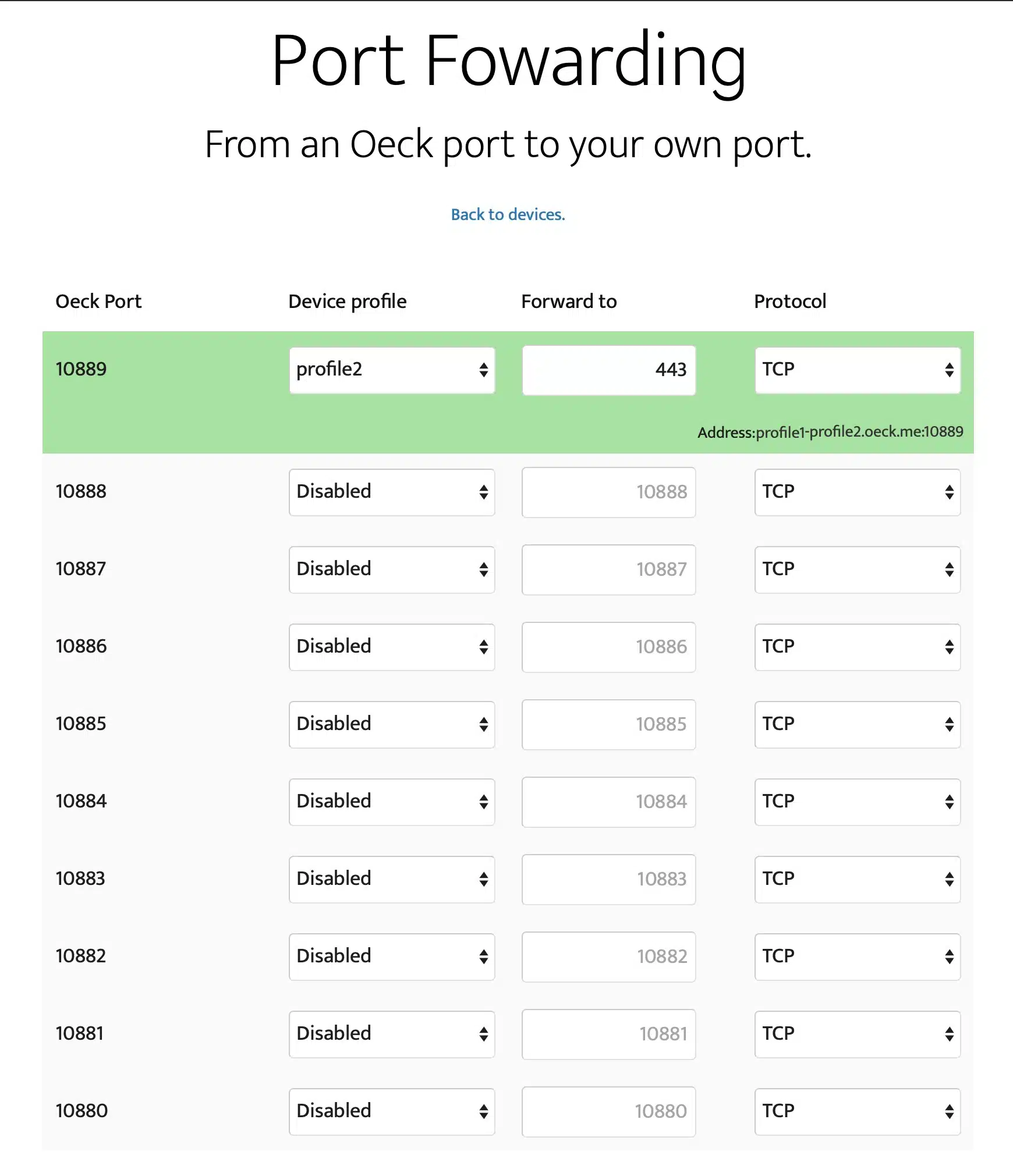 Oeck VPN - Port Forwarding 2