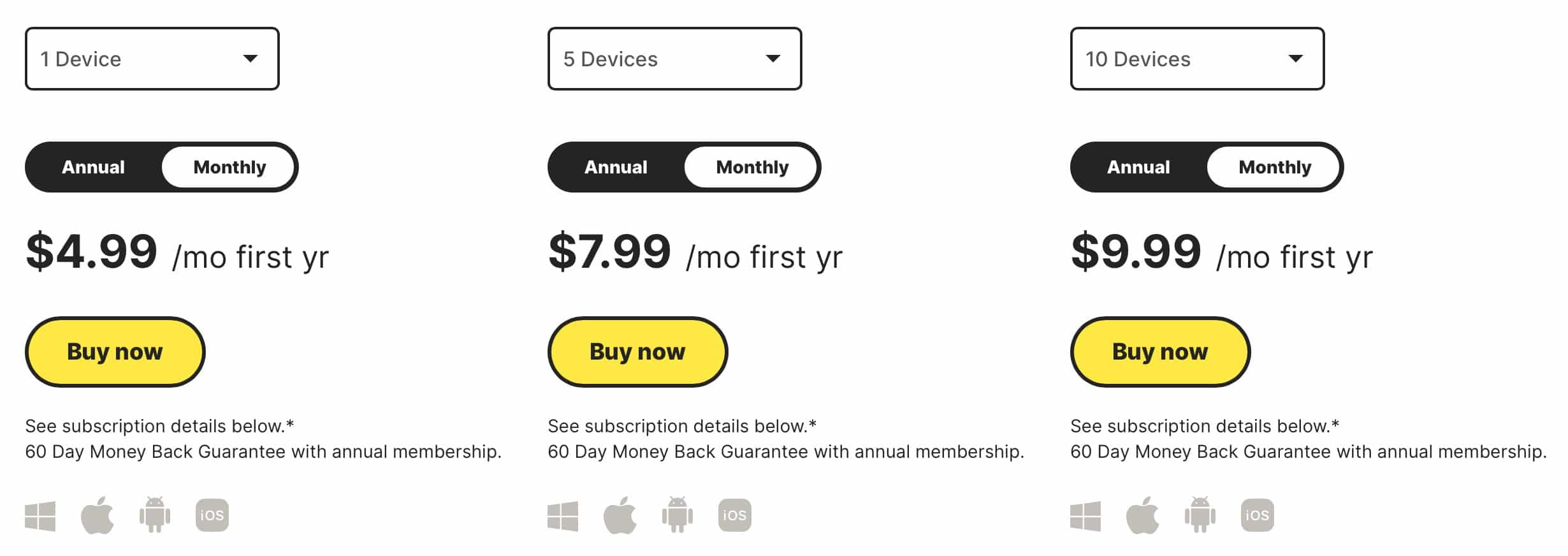 Norton VPN - Pricing - Monthly