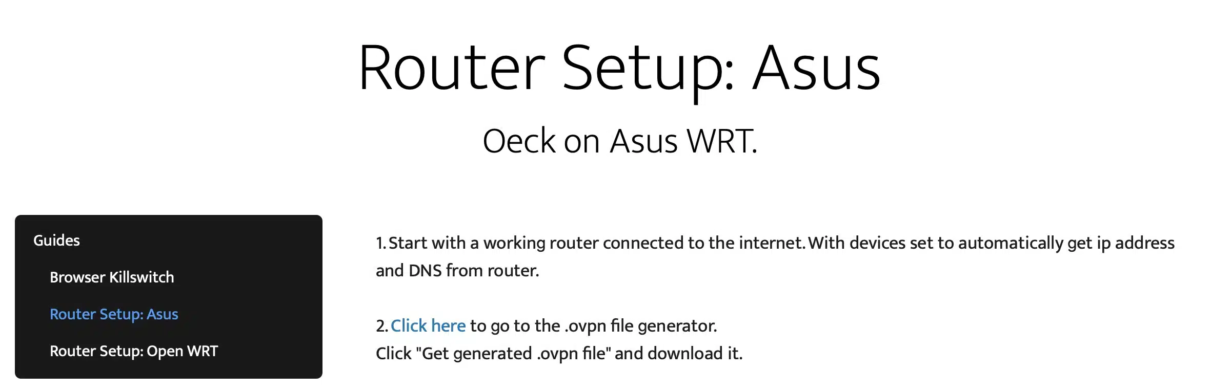 Oeck VPN - Routers