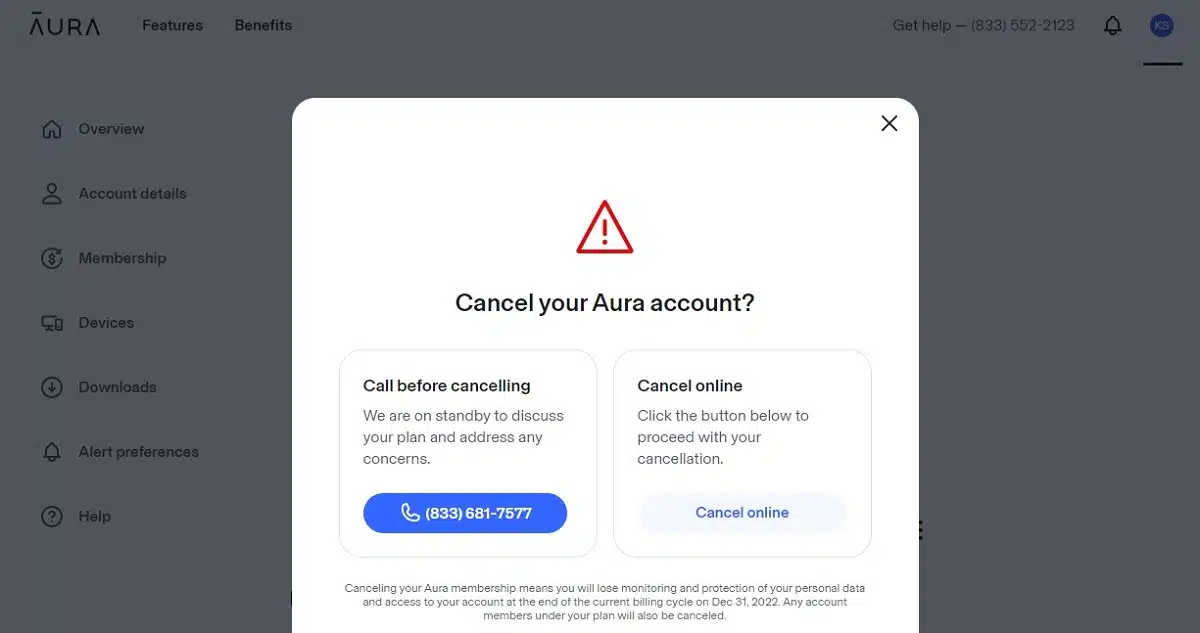 How to cancel Aura
