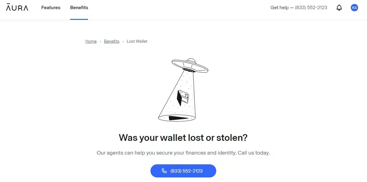 Aura lost wallet protection