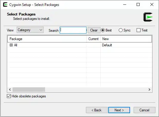 Cygwin Setup - Select Packages