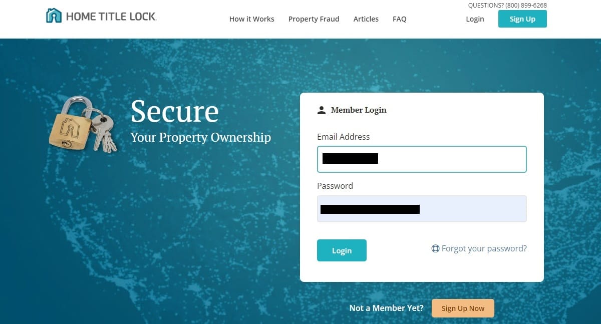 Home Title Lock login process
