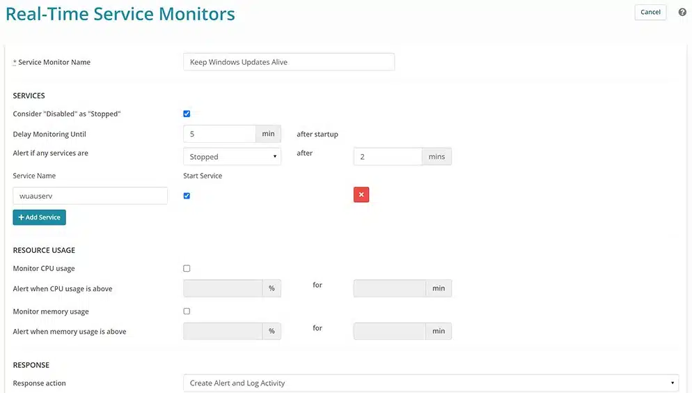 Syncro Real-time Service Monitoring