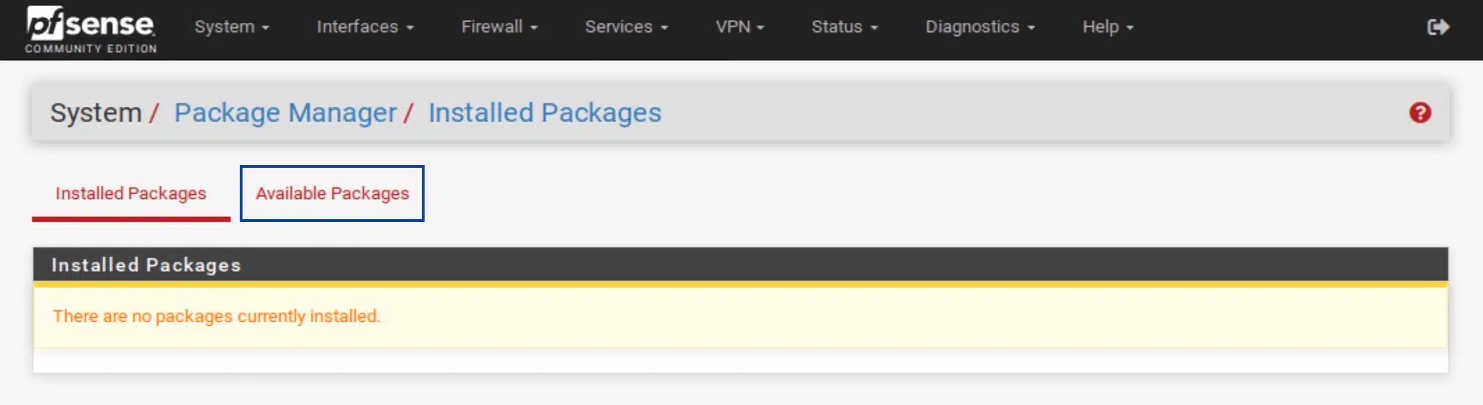 pfSense - CP - Go to Available Packages
