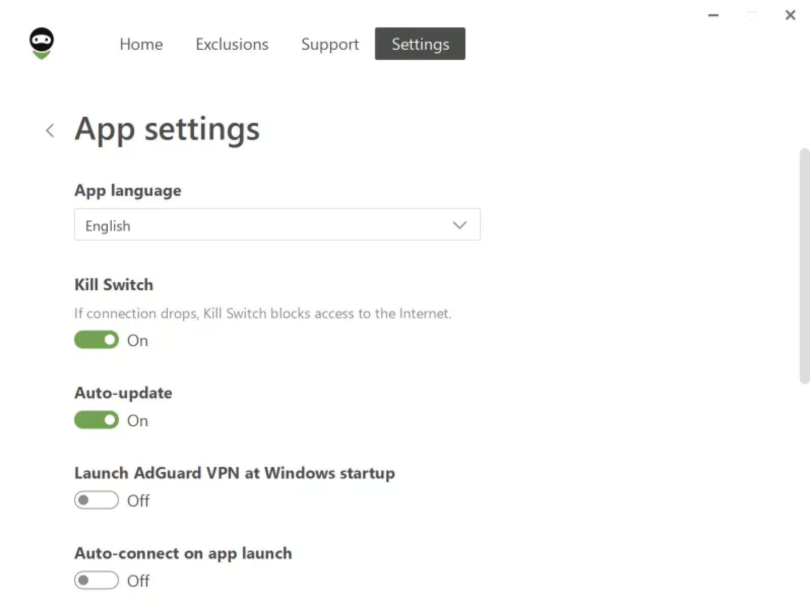 AdGuard_VPN - Windows App - App Settings 1