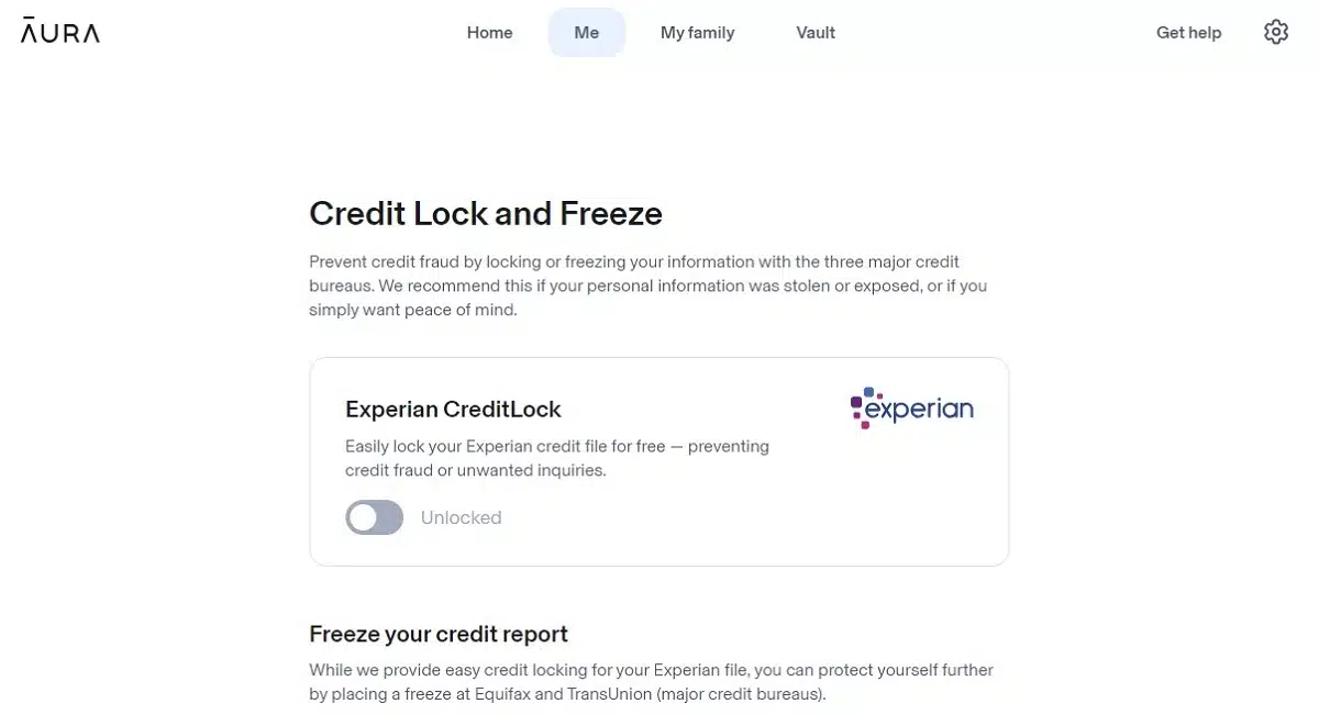 Aura freeze your credit report