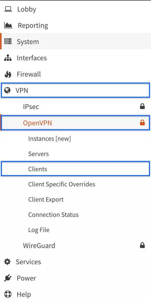 OPNsense - OpenVPNClient - VPN - OpenVPN - Clients