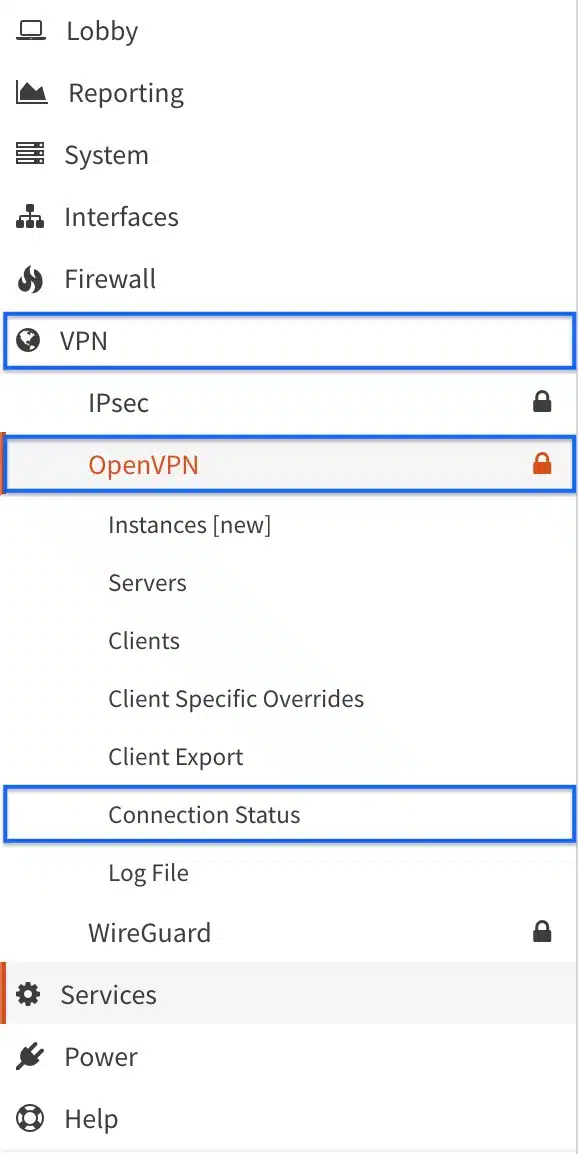 OPNsense - OpenVPNClient - Connection Status