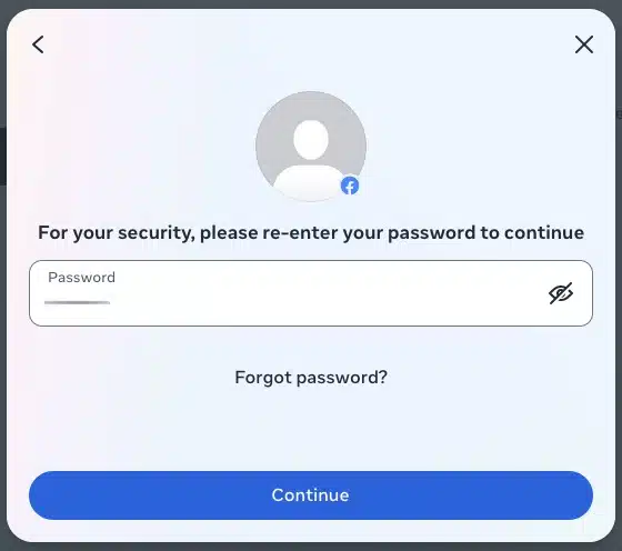 Facebook - Enter Password