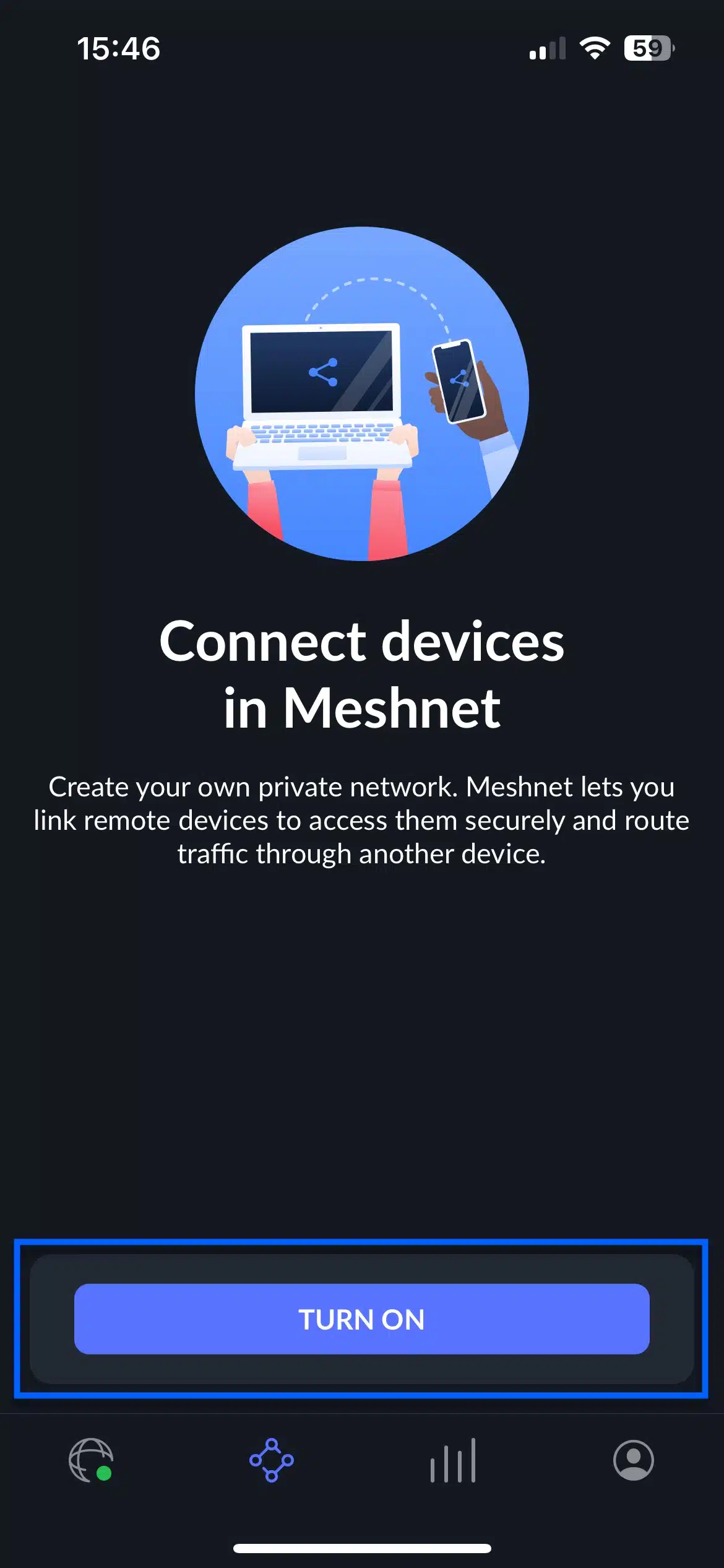 NordVPN Meshnet - Mobile - Turn On Meshnet