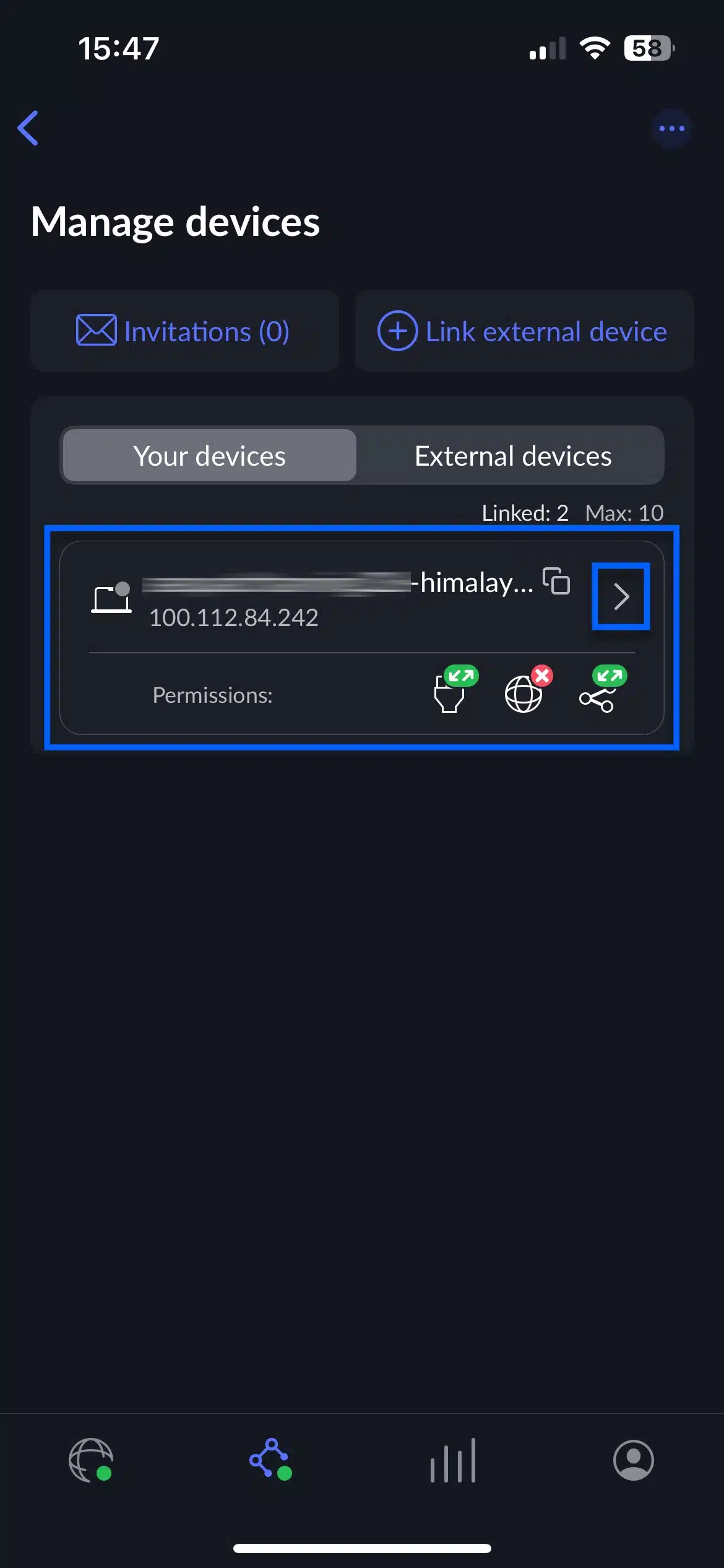 NordVPN Meshnet - Mobile - Manage Devices