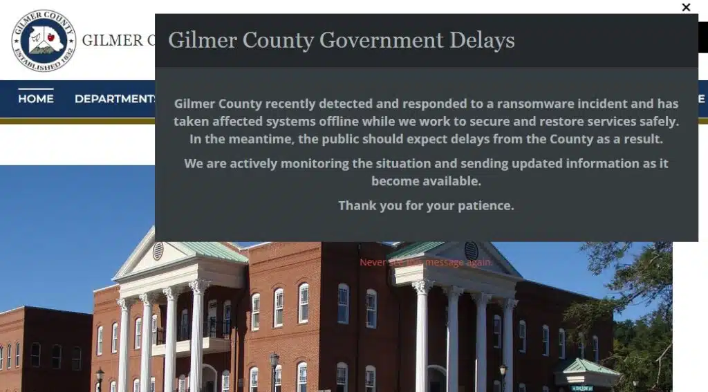 gilmer country ransomware