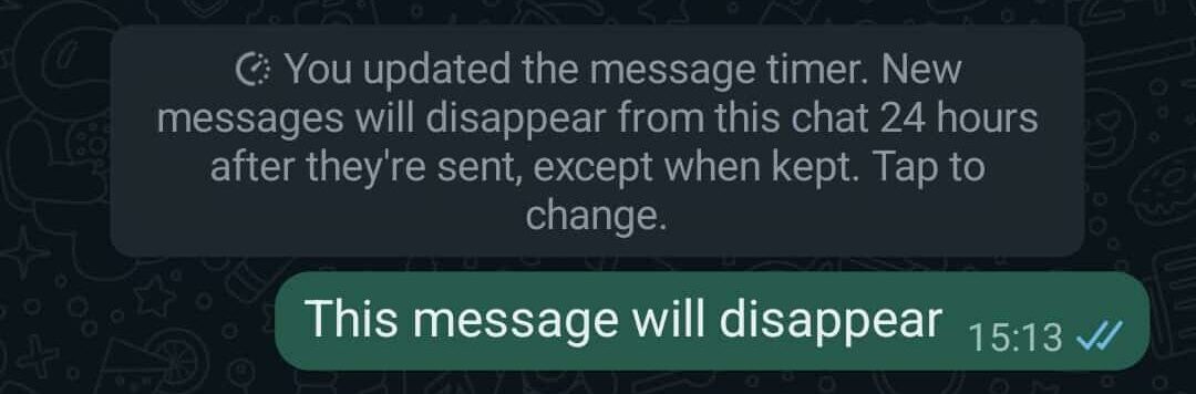Messages set to disappear in 24 hours.