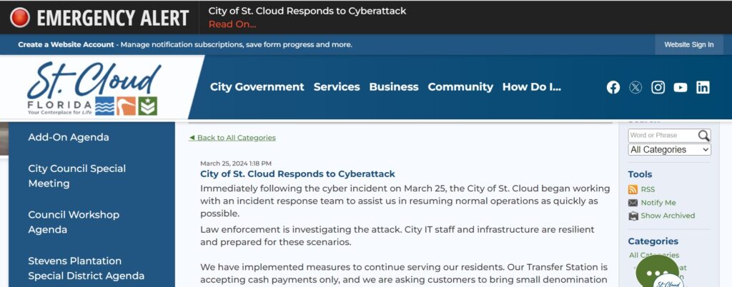 City of St. Cloud ransomware attack